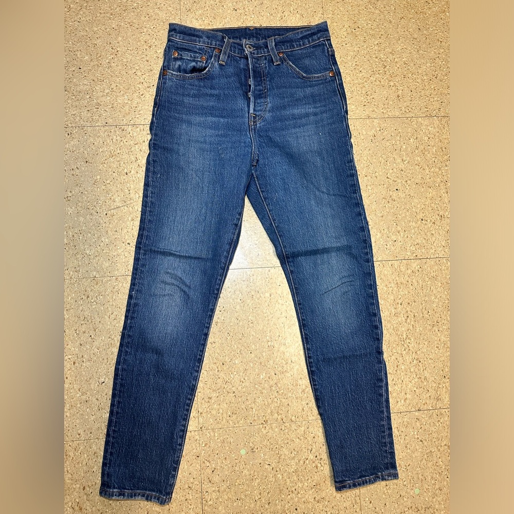 Levis Women 501s Skinny Blue‎ Denim Button Fly Jeans 25x28 Premium Big E